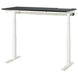 MITTZON desk sit/stand, electric black stained ash veneer/black white, 140x60 cm