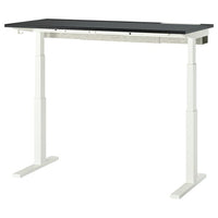 MITTZON desk sit/stand, electric black stained ash veneer/black white, 140x60 cm