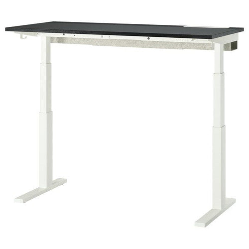 MITTZON - Height adjustable desk, electric ash veneer/black/black white veneer,140x60 cm