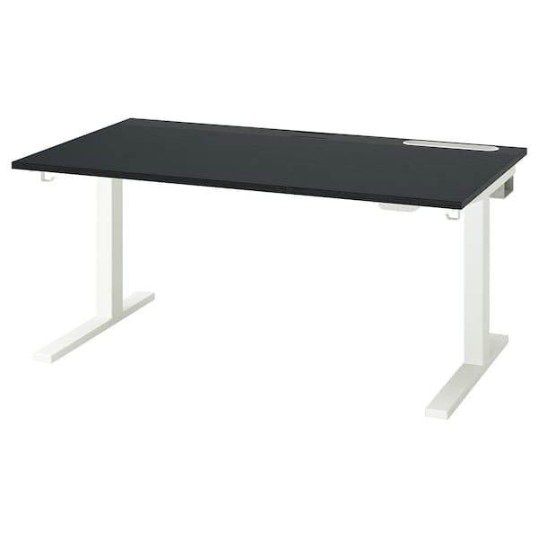 Ikea MITTZON - Height-adjustable desk, electric ash veneer/black/black white veneer,140x80 cm