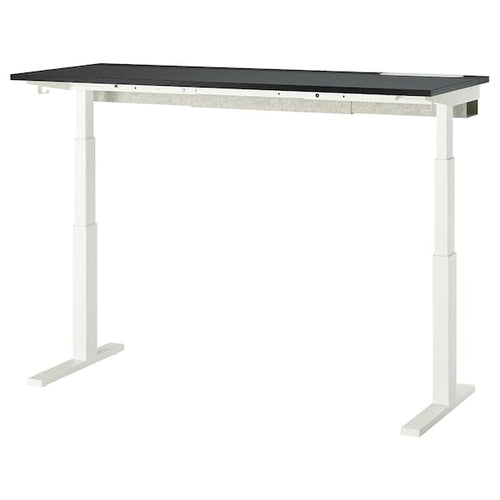 MITTZON - Height adjustable desk, electric ash veneer/black/black white veneer,160x60 cm