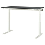 MITTZON desk sit/stand, electric black stained ash veneer/black white, 160x80 cm