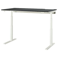 MITTZON desk sit/stand, electric black stained ash veneer/black white, 160x80 cm