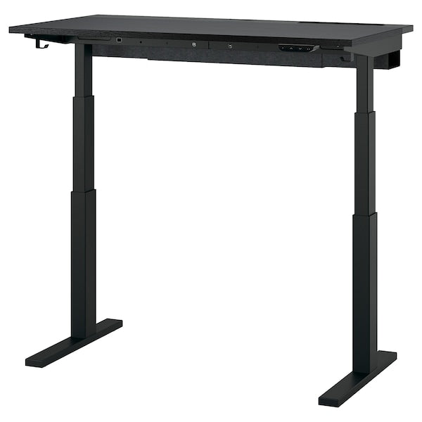 MITTZON - Height-adjustable desk, electric ash/black/black veneer,120x60 cm