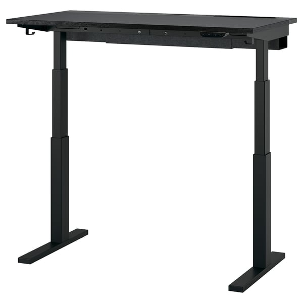 MITTZON desk sit/stand, electric black stained ash veneer/black, 120x60 cm