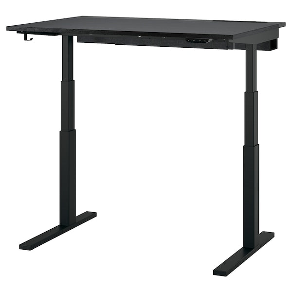 MITTZON - Height-adjustable desk, electric ash/black/black veneer,120x80 cm