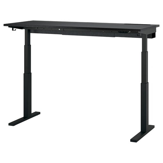 MITTZON - Scrivania regolabile in altezza, elettrico impiallacc frassino/mordente nero/nero,160x60 cm