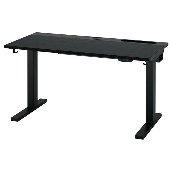 MITTZON - Height-adjustable desk, electric ash/black/black veneer,120x60 cm