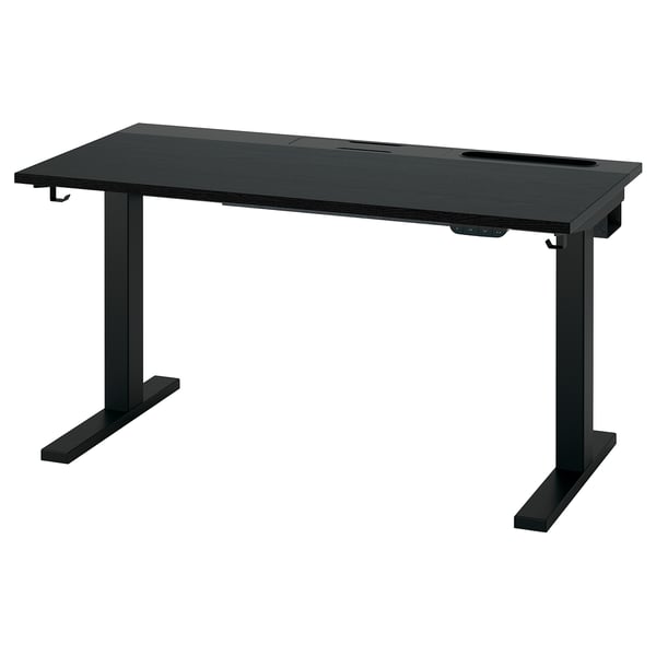 MITTZON desk sit/stand, electric black stained ash veneer/black, 120x60 cm