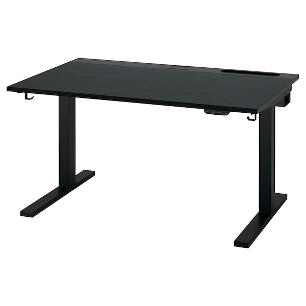 MITTZON - Height-adjustable desk, electric ash/black/black veneer,120x80 cm