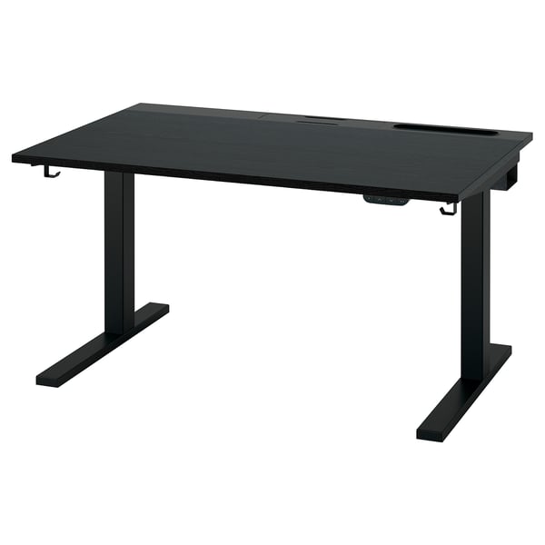 MITTZON desk sit/stand, electric black stained ash veneer/black, 120x80 cm