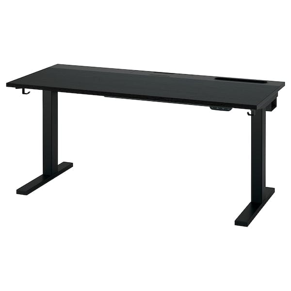 Ikea MITTZON - Scrivania regolabile in altezza, elettrico impiallacc frassino/mordente nero/nero,140x60 cm