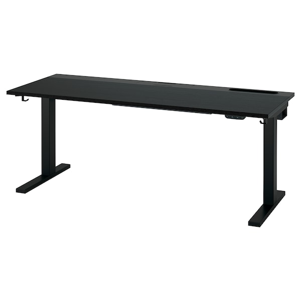 MITTZON - Scrivania regolabile in altezza, elettrico impiallacc frassino/mordente nero/nero,160x60 cm