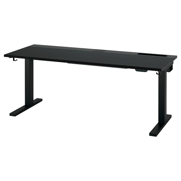 MITTZON desk sit/stand, electric black stained ash veneer/black, 160x60 cm