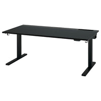 MITTZON - Height-adjustable desk, electric ash/black/black veneer,160x80 cm