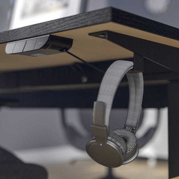 Ikea MITTZON - Height-adjustable desk, electric ash/black/black veneer,140x80 cm