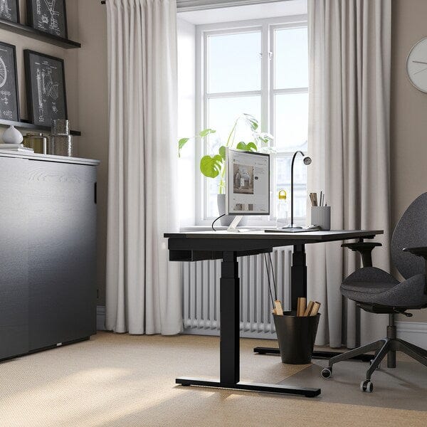 Ikea MITTZON - Height-adjustable desk, electric ash/black/black veneer,120x80 cm