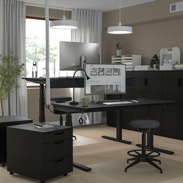 MITTZON - Height-adjustable desk, electric ash/black/black veneer,160x80 cm