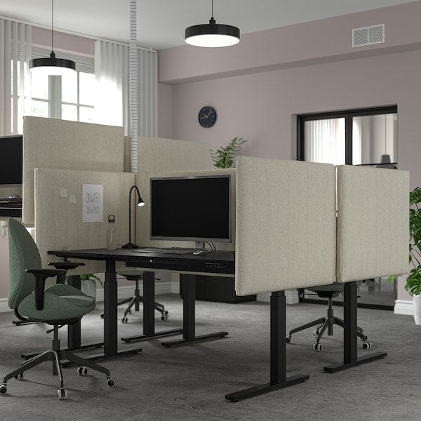 Ikea MITTZON - Height-adjustable desk, electric ash/black/black veneer,160x80 cm
