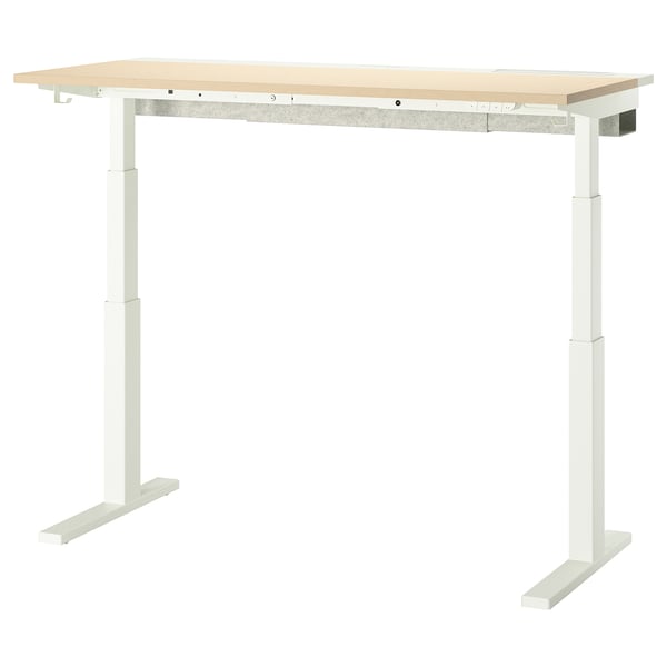 MITTZON desk sit/stand, electric birch veneer/white, 140x60 cm