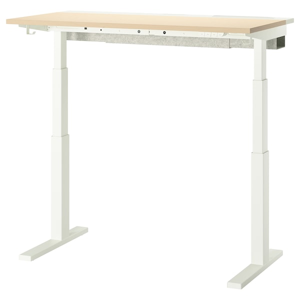 MITTZON - Height-adjustable desk, electric birch veneer/white,120x60 cm