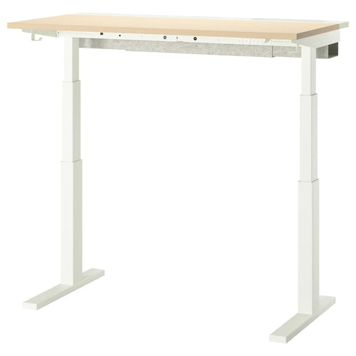 MITTZON - Height-adjustable desk, electric birch veneer/white,120x60 cm