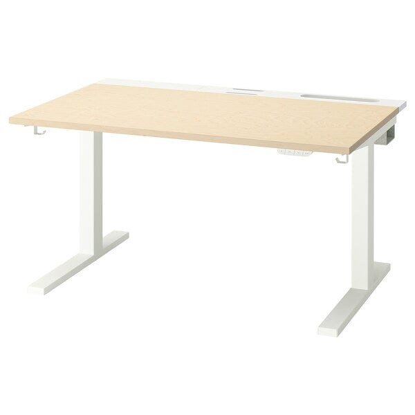 Ikea MITTZON - Height-adjustable desk, electric birch veneer/white,120x80 cm