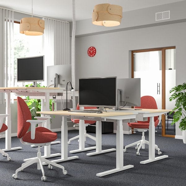 Ikea MITTZON - Height-adjustable desk, electric birch veneer/white,120x60 cm
