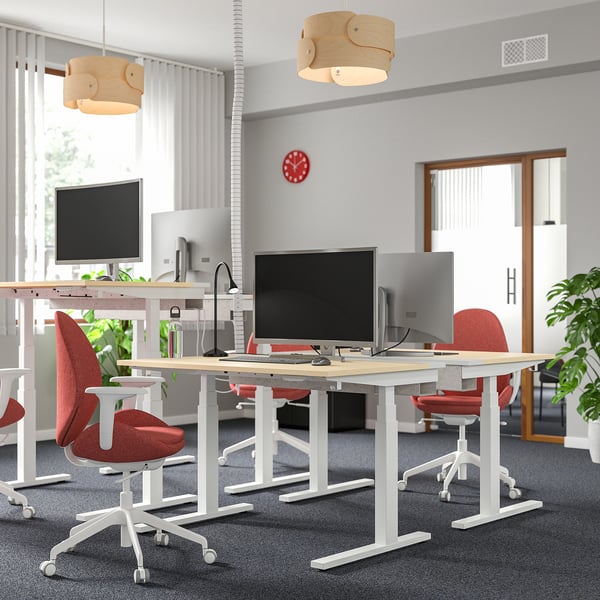MITTZON desk sit/stand, electric birch veneer/white, 120x60 cm