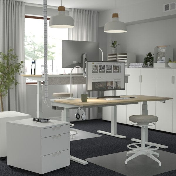 Ikea MITTZON - Height-adjustable desk, electric birch veneer/white,160x60 cm