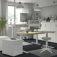 MITTZON - Height-adjustable desk, electric birch veneer/white,160x80 cm