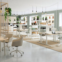 MITTZON - Height-adjustable desk, electric birch veneer/white,140x60 cm
