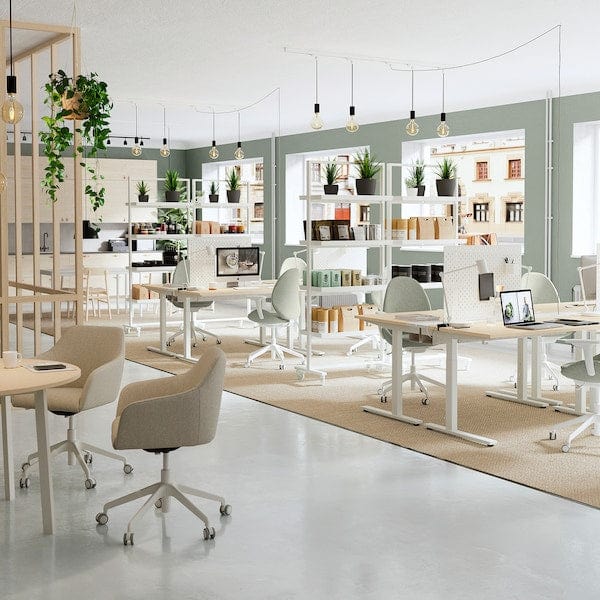 Ikea MITTZON - Height-adjustable desk, electric birch veneer/white,160x80 cm