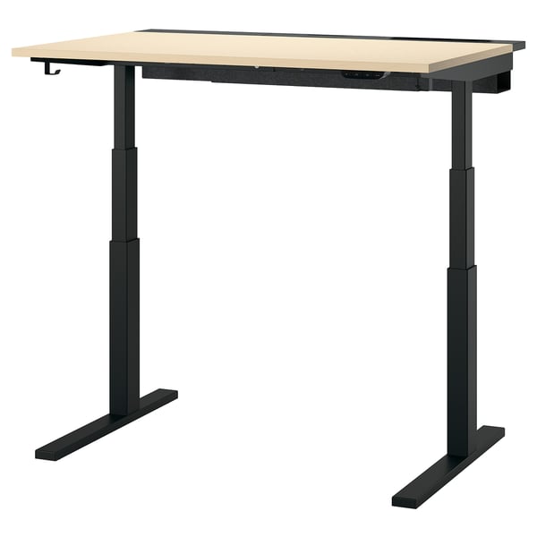MITTZON desk sit/stand, electric birch veneer/black, 120x80 cm