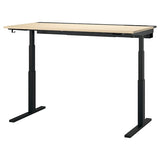 MITTZON desk sit/stand, electric birch veneer/black, 160x80 cm