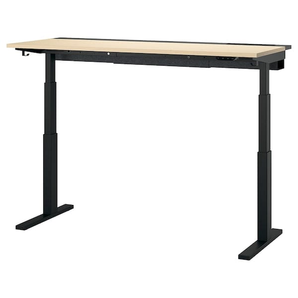 Ikea MITTZON - Height-adjustable desk, electric birch veneer/black,160x60 cm