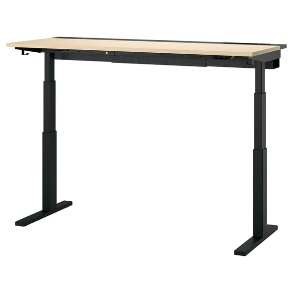 MITTZON desk sit/stand, electric birch veneer/black, 160x60 cm