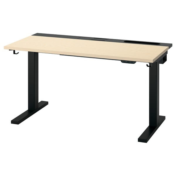 MITTZON desk sit/stand, electric birch veneer/black, 120x60 cm
