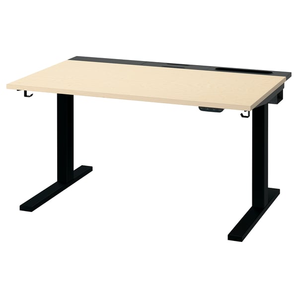 MITTZON desk sit/stand, electric birch veneer/black, 120x80 cm