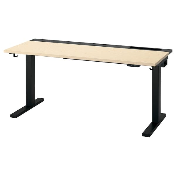 Ikea MITTZON - Height-adjustable desk, electric birch veneer/black,140x60 cm