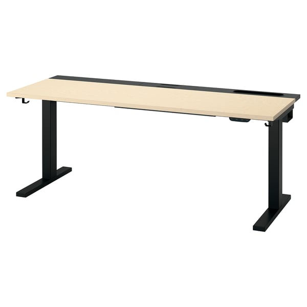 MITTZON desk sit/stand, electric birch veneer/black, 160x60 cm