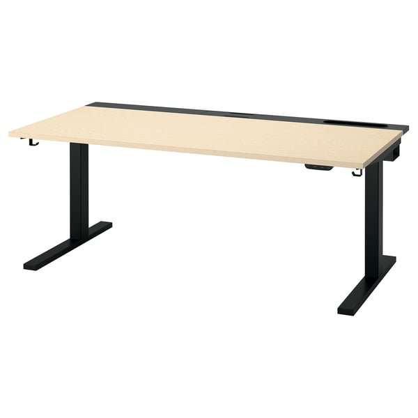 MITTZON desk sit/stand, electric birch veneer/black, 160x80 cm
