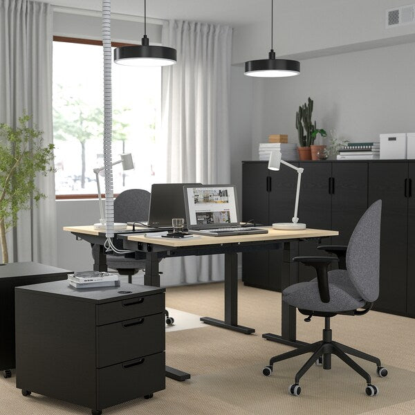 MITTZON - Height-adjustable desk, electric birch veneer/black,120x80 cm