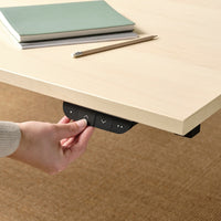 MITTZON - Height-adjustable desk, electric birch veneer/black,160x80 cm