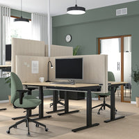 MITTZON - Height-adjustable desk, electric birch veneer/black,140x60 cm