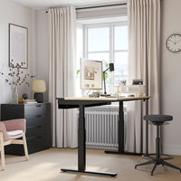 MITTZON - Height-adjustable desk, electric birch veneer/black,160x80 cm