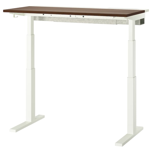MITTZON - Height-adjustable desk, electric walnut veneer/white,120x60 cm
