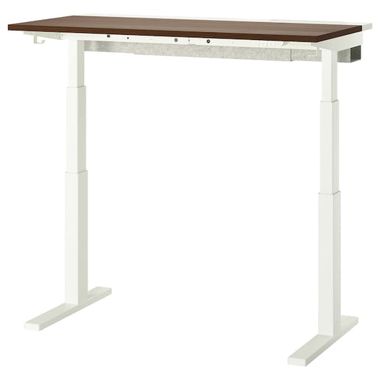 Ikea MITTZON - Height-adjustable desk, electric walnut veneer/white,120x60 cm