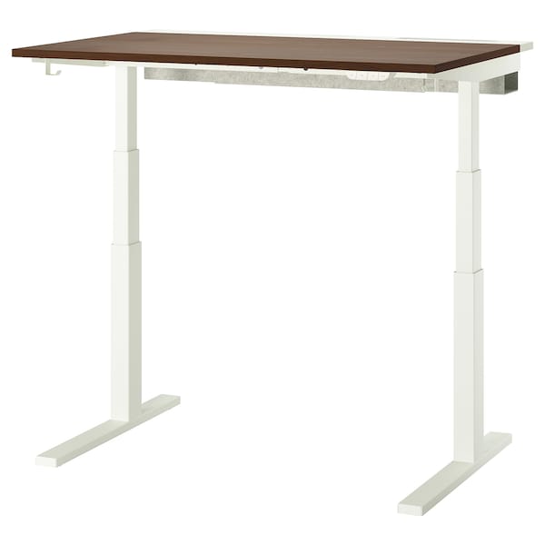 MITTZON - Height-adjustable desk, electric walnut veneer/white,120x80 cm