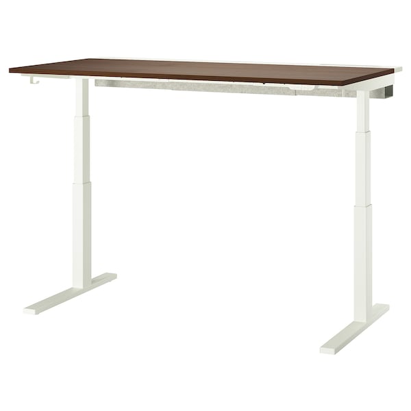 Ikea MITTZON - Height-adjustable desk, electric walnut veneer/white,160x80 cm